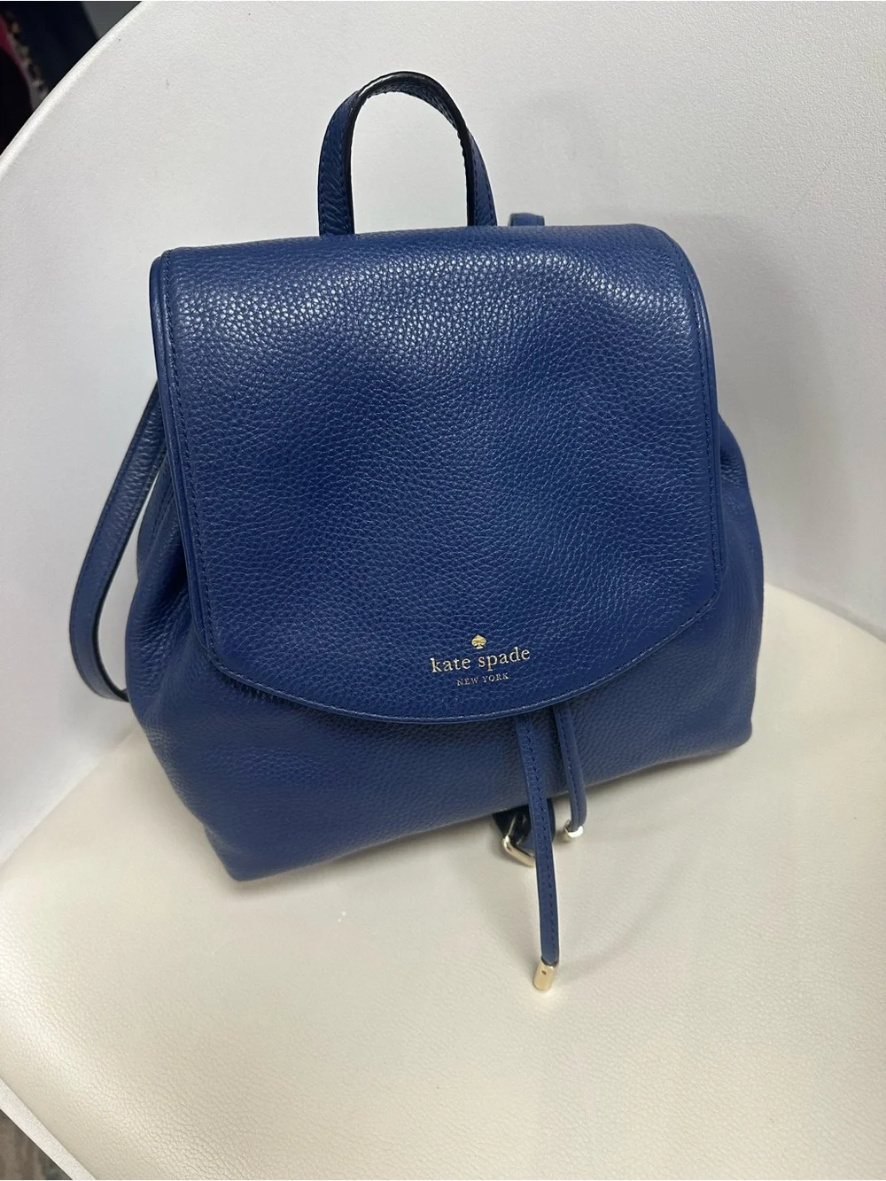 kate spade Navy Blue Pebbled Leather Backpack